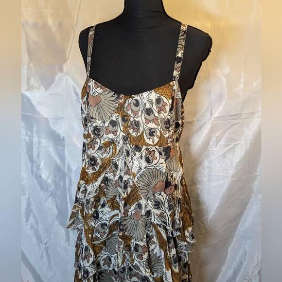 Vero Moda Brown and grey abstract Peacock polyester chiffon dress - Picture 2 of 8